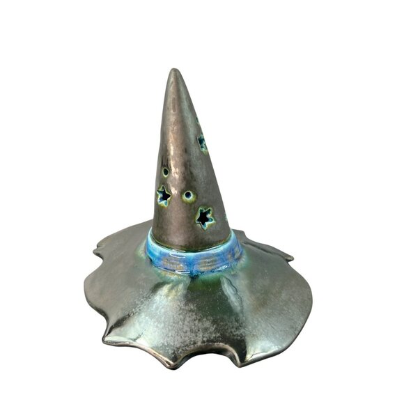 Ceramic Clay Art Handmade Witch Hat Luminary Gothic Home Decor Halloween - Picture 1 of 10